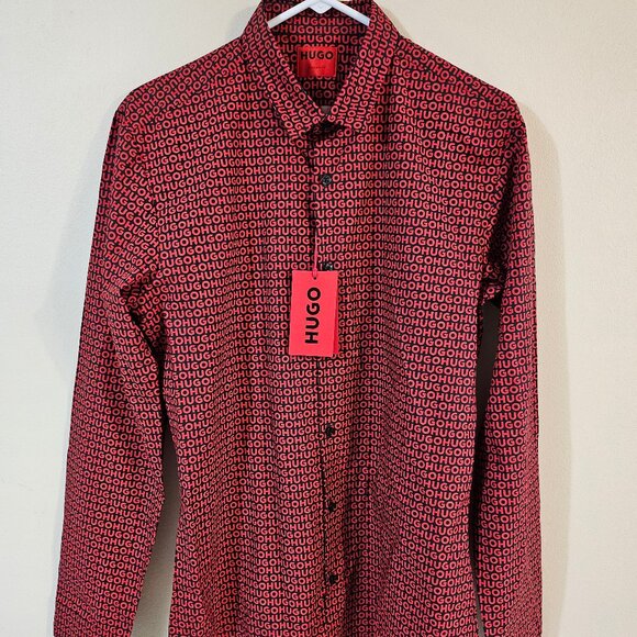 Hugo Boss Men's Ero3-W Extra Slim Long Sleeve Logo Shirt - Size M - Picture 1 of 12